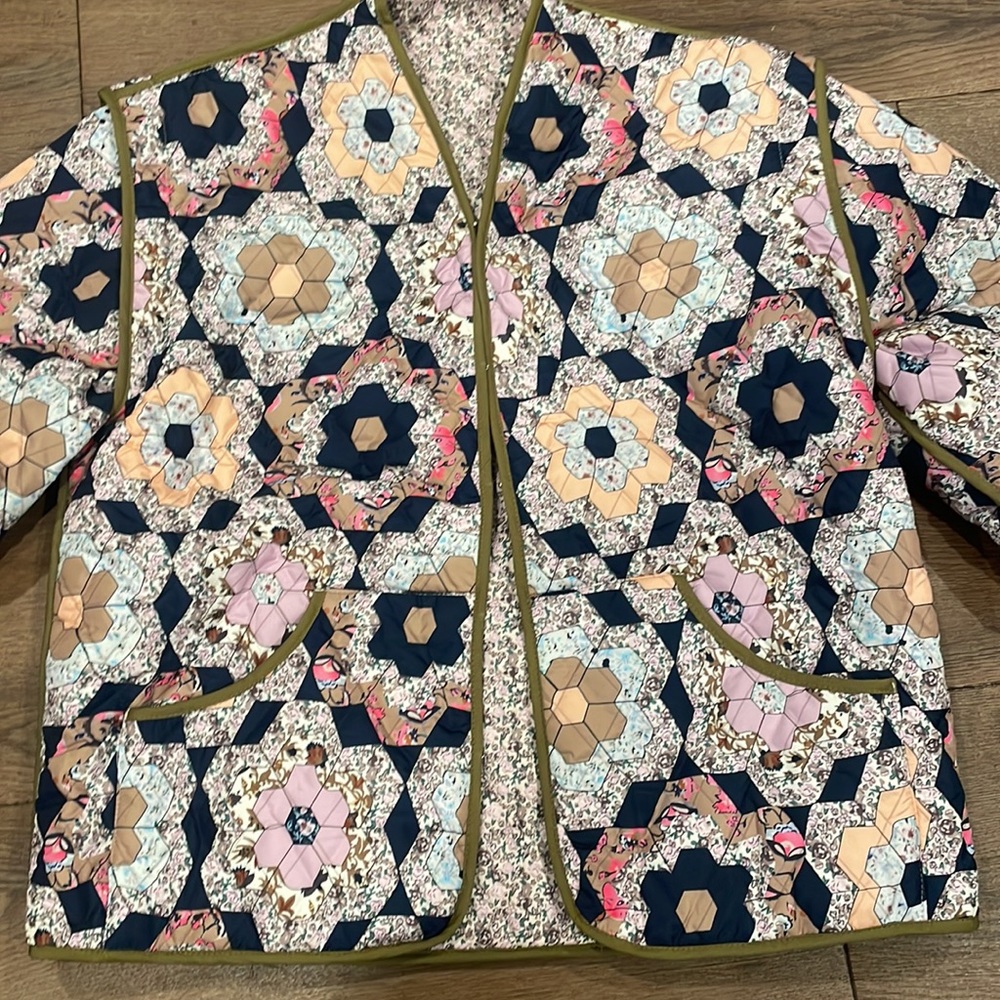 1111. COST 🛑Bohemian retro flower Boho Coat Jacket Multicolor spring quilted - Picture 6 of 8
